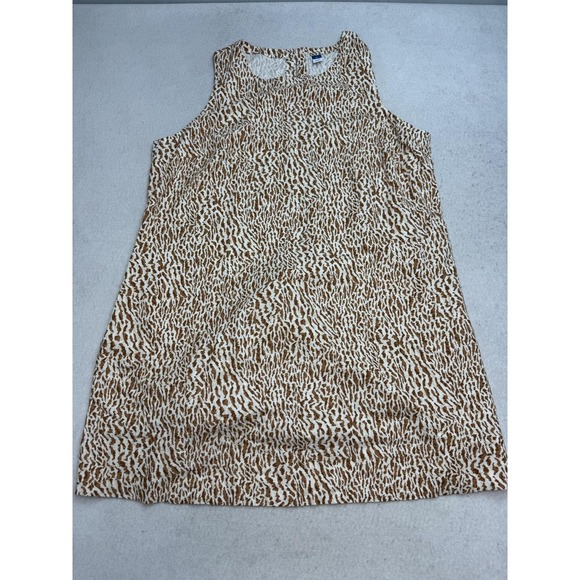 Old Navy Dresses & Skirts - Old Navy Dress Women's XL Brown Animal Print Linen Tank Shift Knee Length Summer